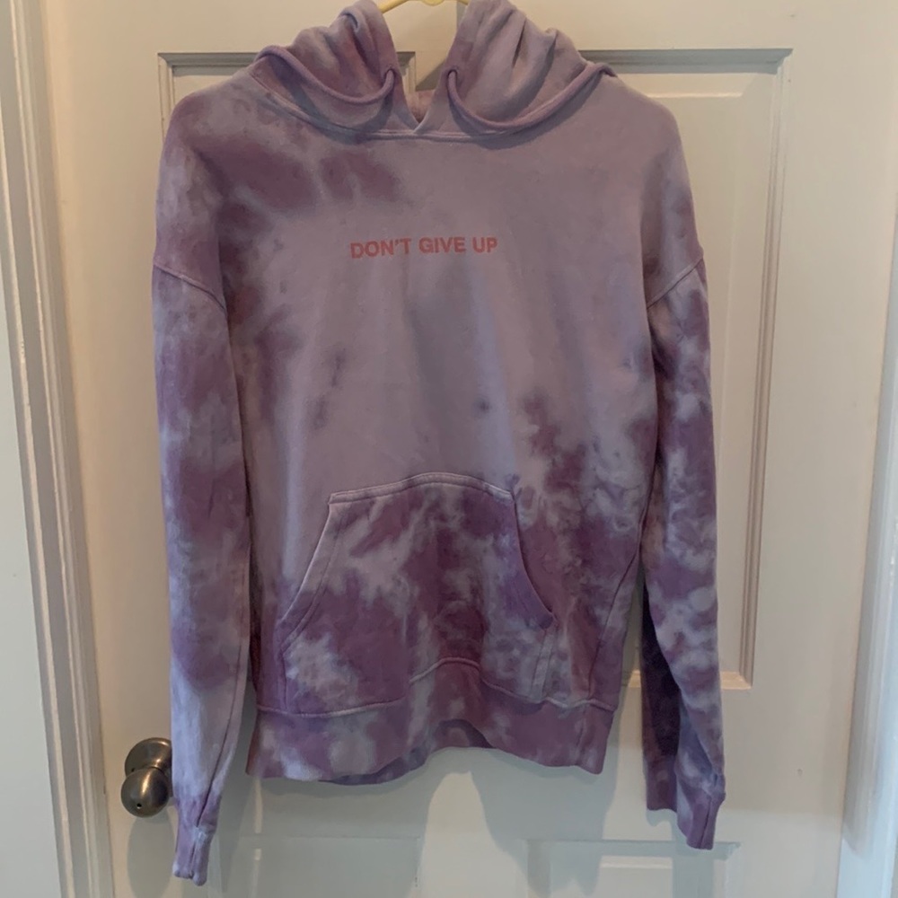 DON'T GIVE UP Tie-Dyed Purple Hoodie